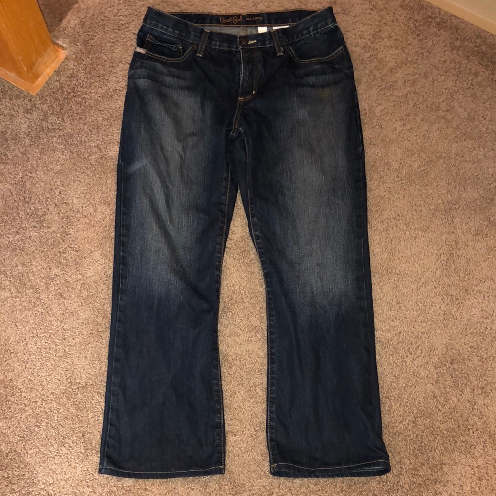 Cruel Girl Straight Leg Blue Jeans with Deep Indigo Wash